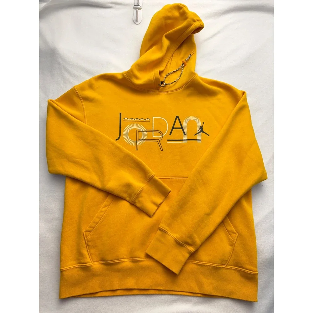 Jordan Mens Sport DNA Pullover Hoodie Yellow Graphic Jumpman Sweatshirt Large